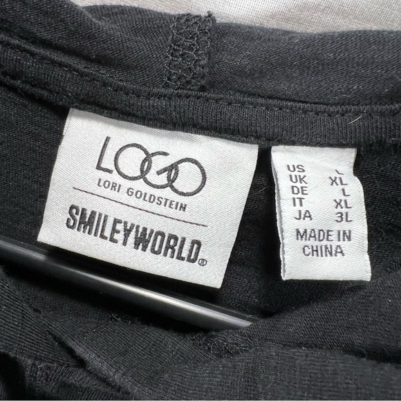 LOGO by Lori Goldstein X Smiley World Special Edition Black Pullover Hoodie Sz L - Picture 3 of 8